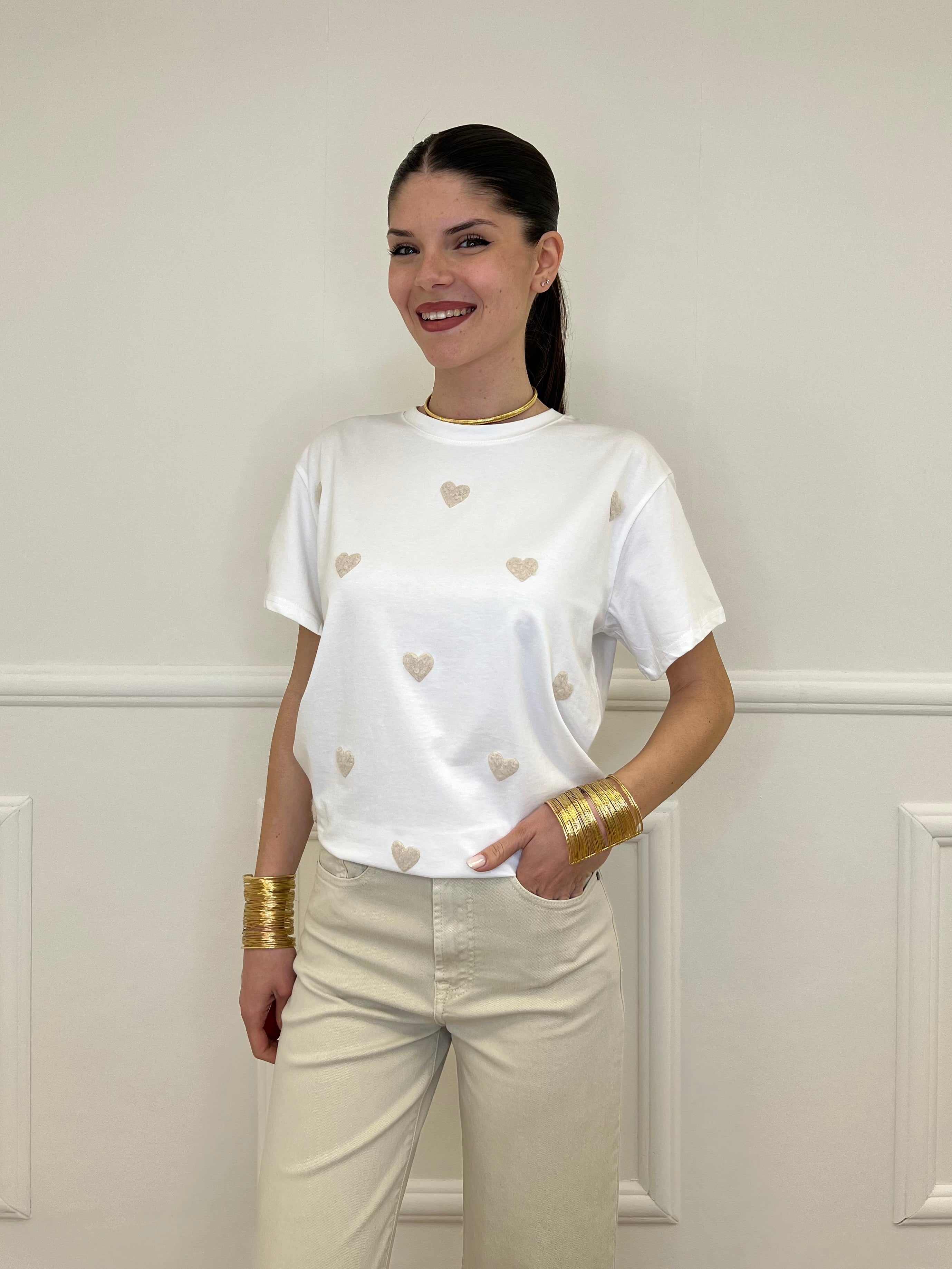 T-shirt Over Con Ricamo Cuori 12659