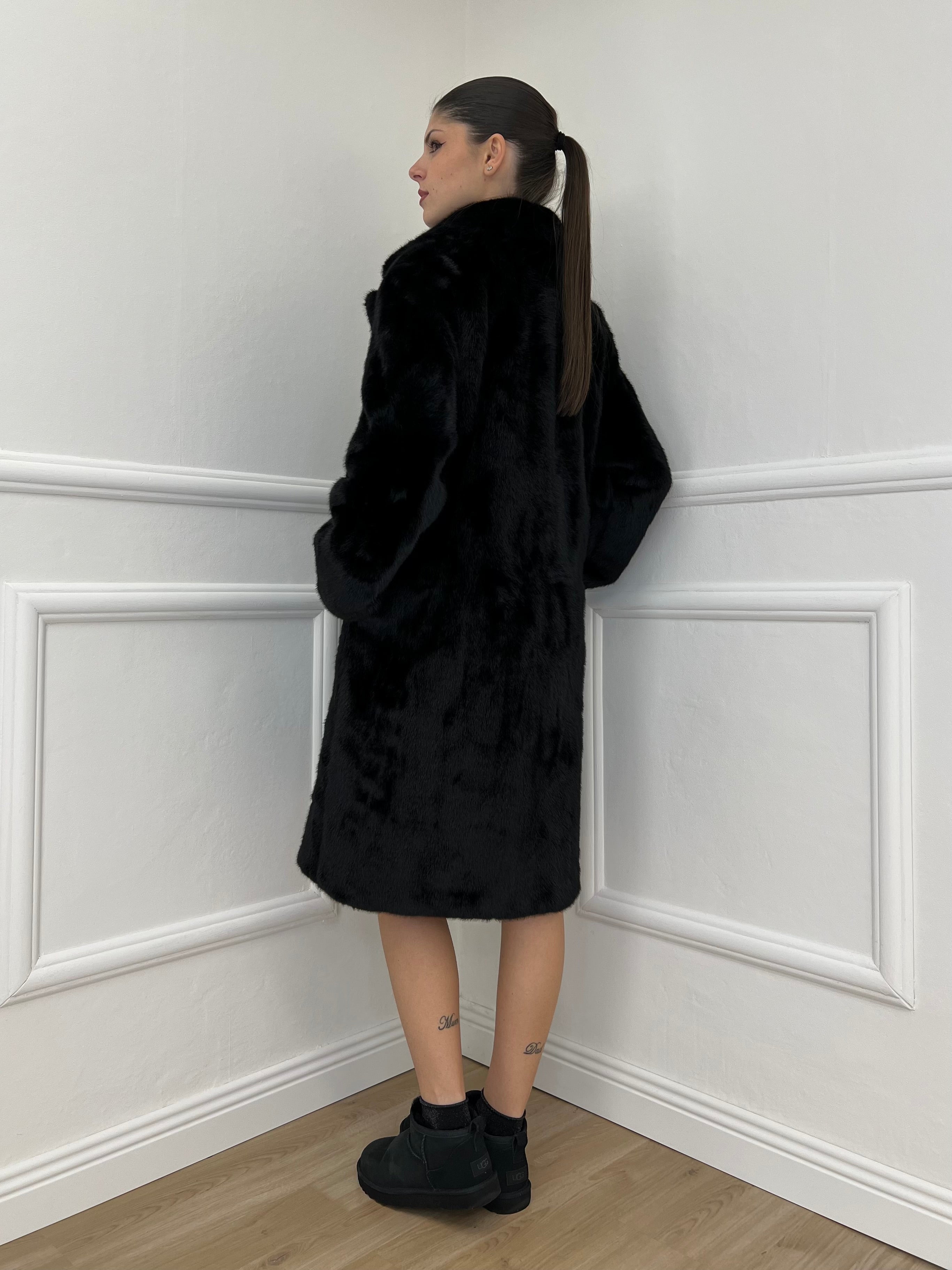 Cappotto Pelliccia 6619 Nero