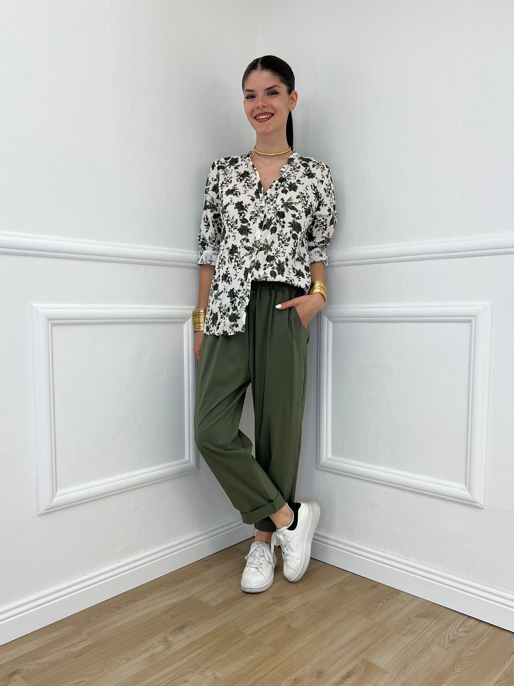 Camicia Fiori Coreana 2588-2 Verde