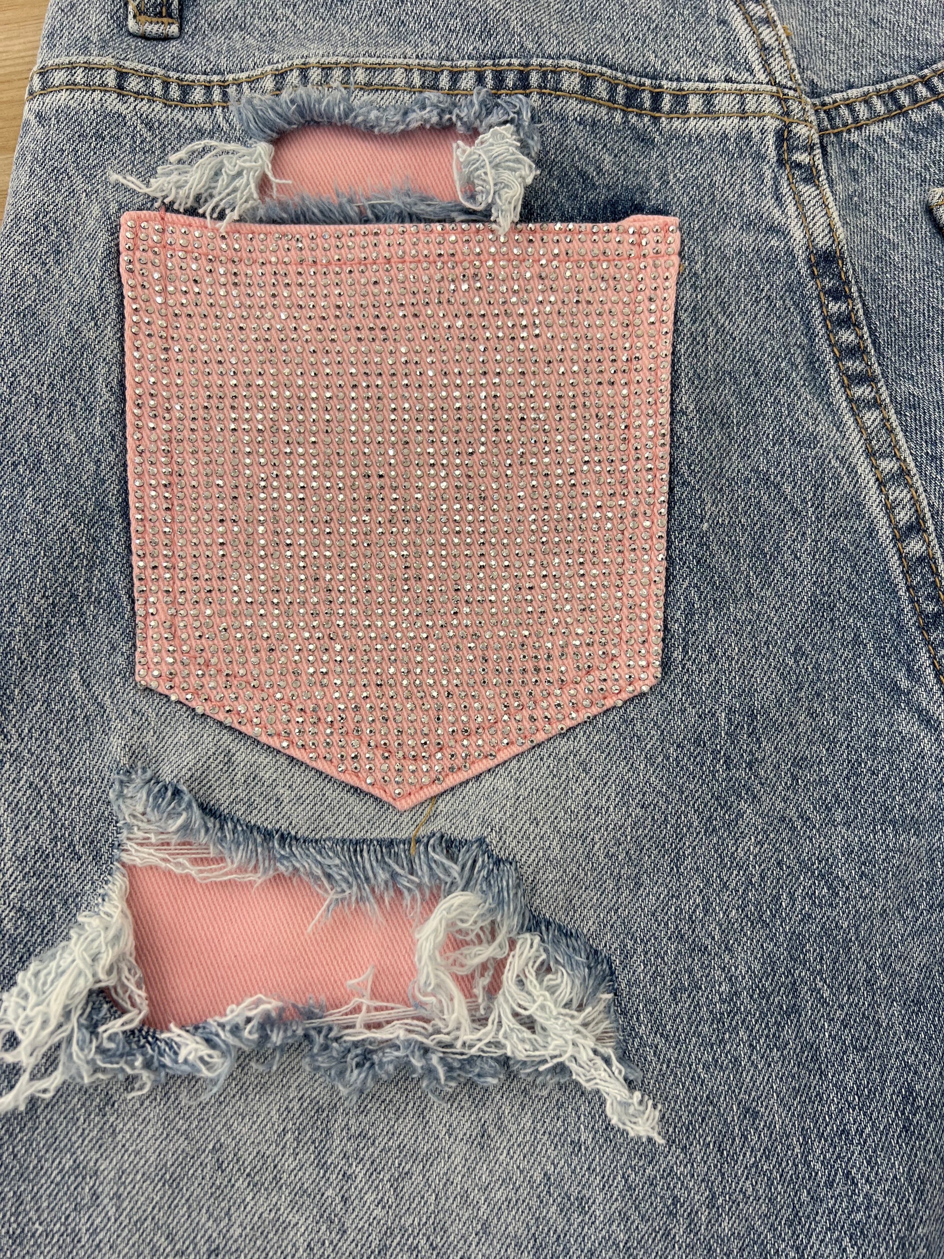 Jeans Con Tasca Strass 1960 Rosa