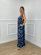 Vestito Viscosa Geometrico 765 Moro e Azzurro