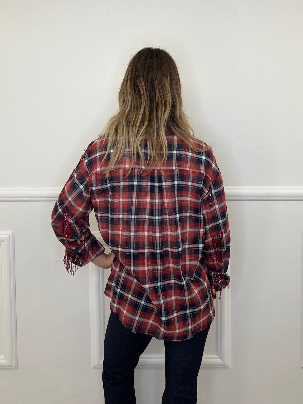 Camicia Madras Paillettes C283 Bordeaux