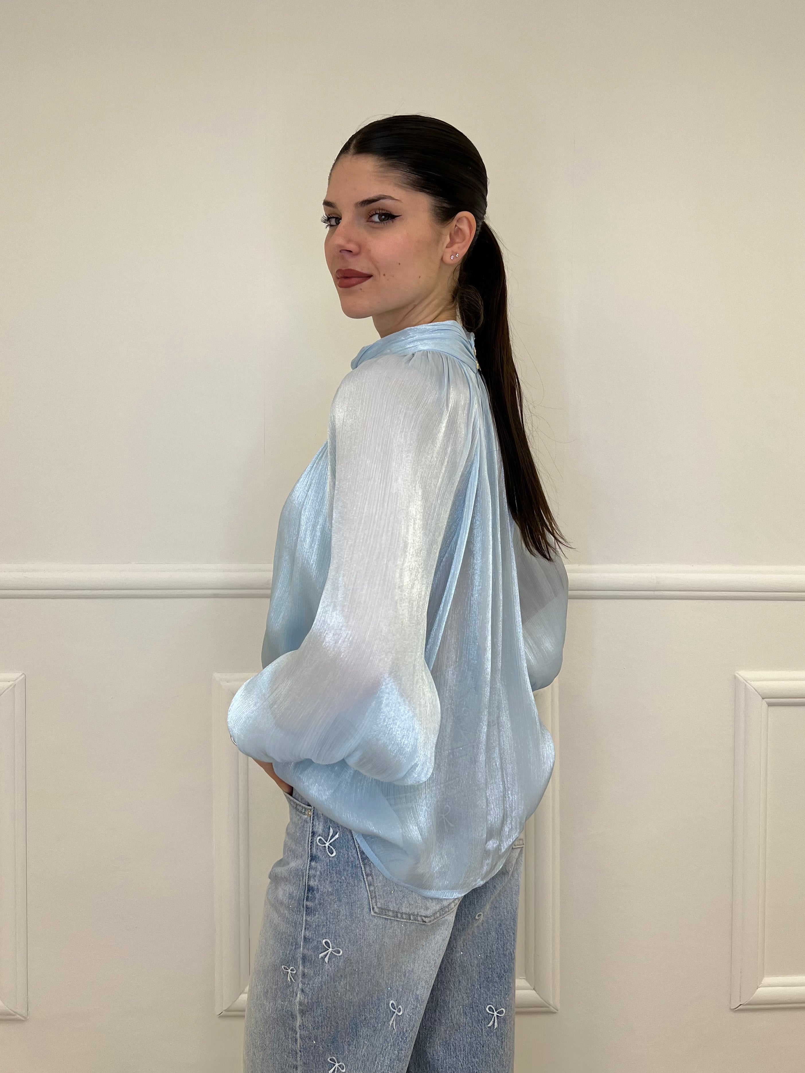 Blusa Chiffon 6595 Azzurro