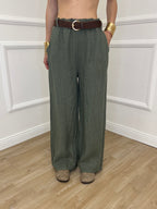 Pantalone Lino Cintura 22525 Verde