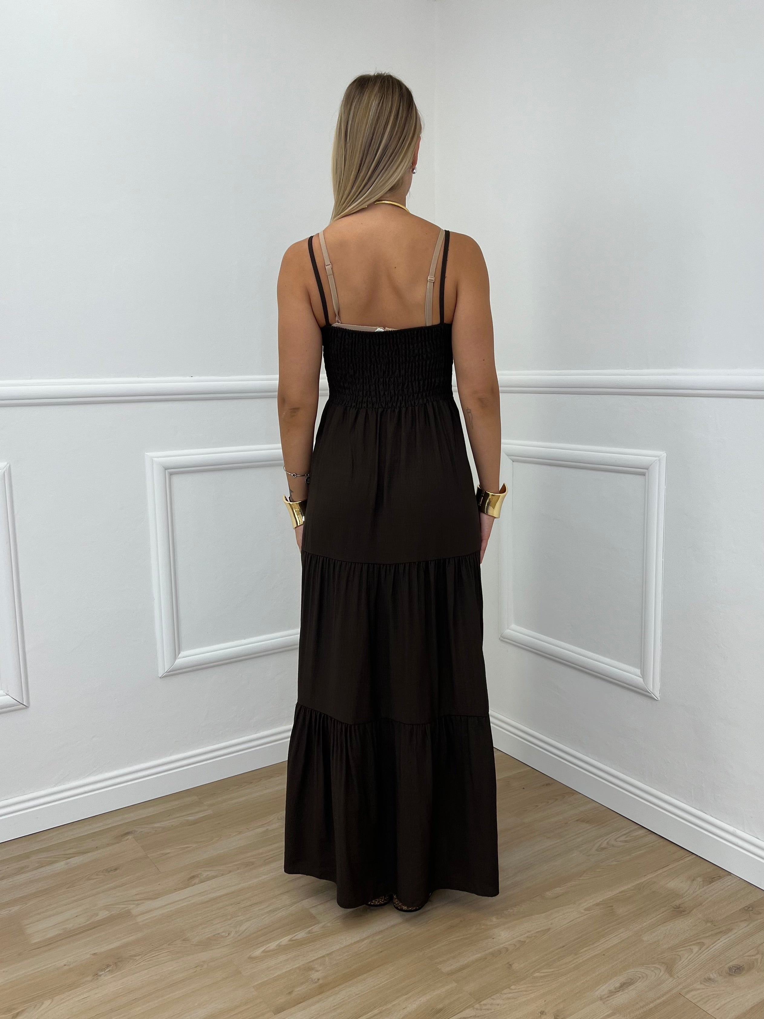 Abito Crepe Fiocco 0567 Marrone
