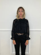 Blusa Boho Con Ricami 89039-1 Nero