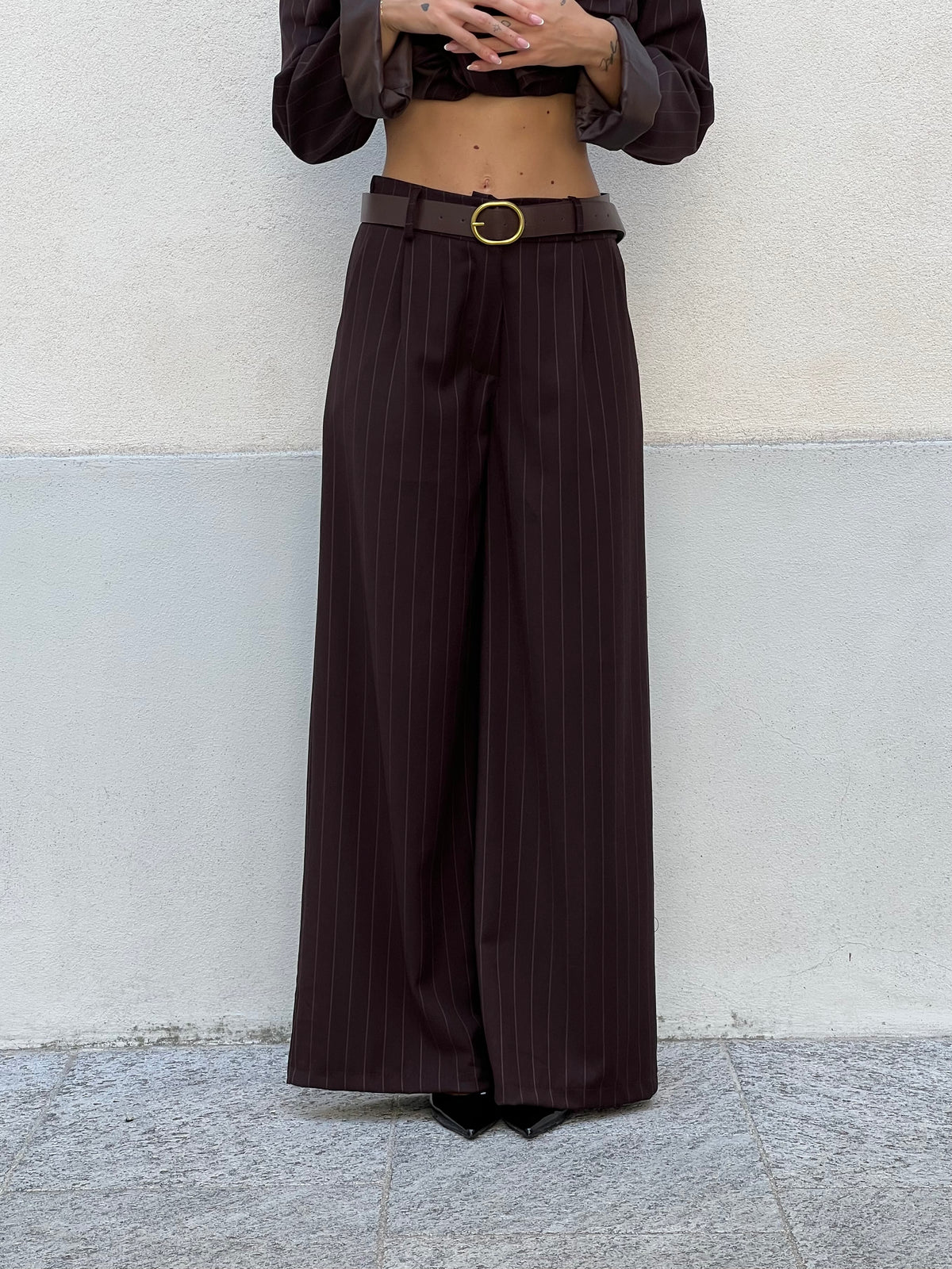 Pantalone Palazzo Gessato 5897 Marrone