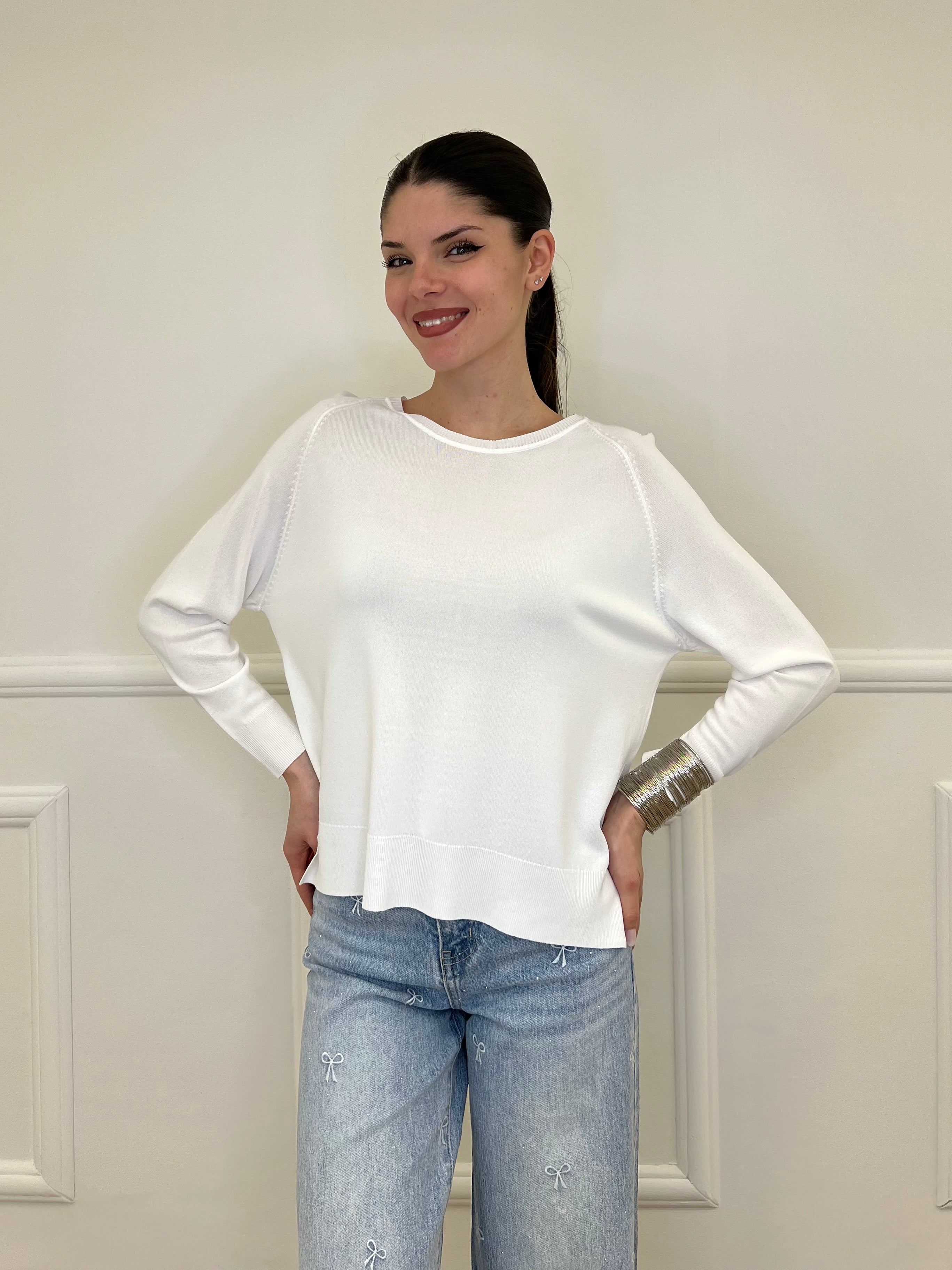 Maglia in Filo di Viscosa J185 Bianco