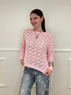 Maglia Jacquard Traforata 82618 Rosa