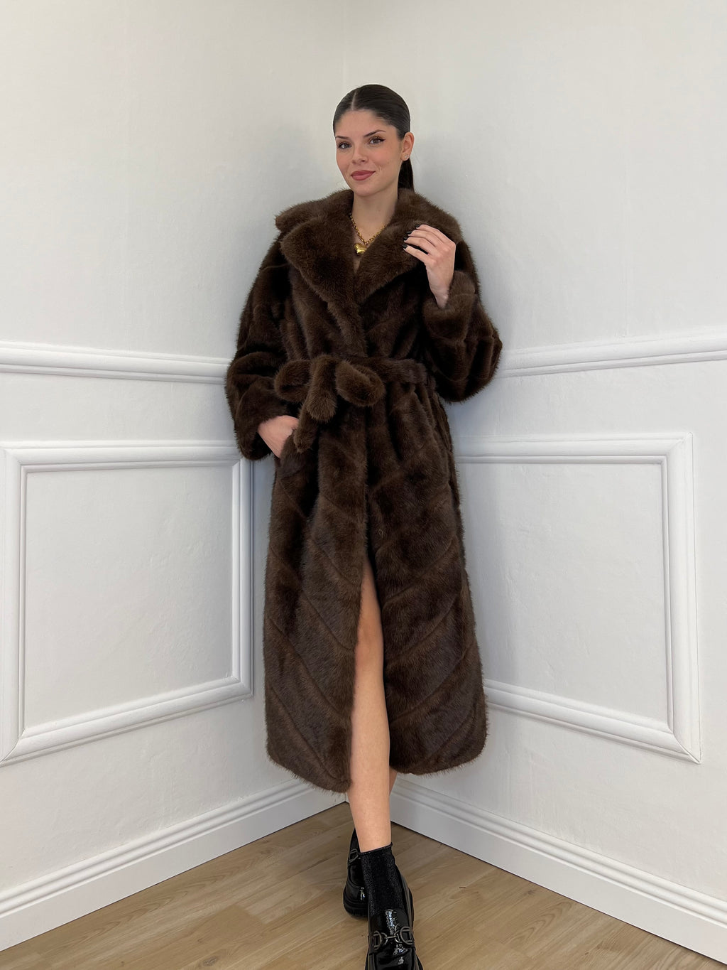 Pelliccia Lunga Fusciacca Y0223 Moro