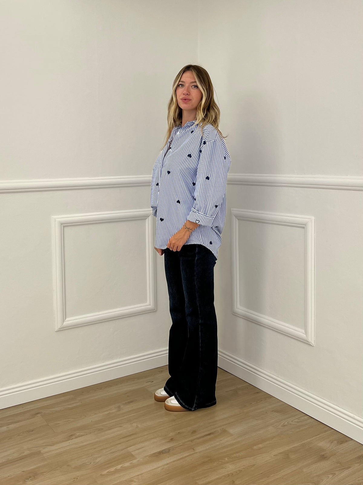Camicia Cuori Ricamati 1255 Blu