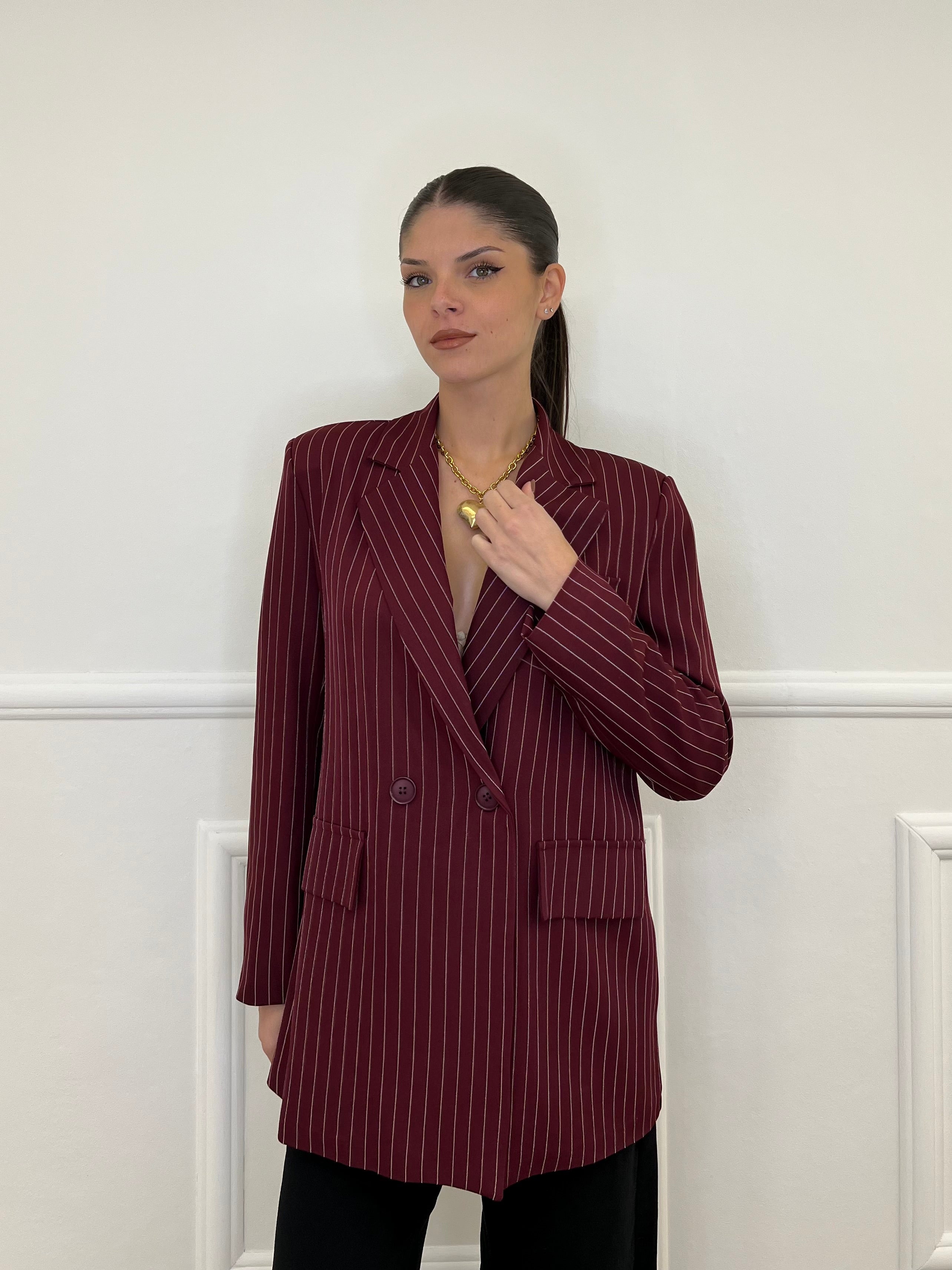 Giacca Gessata 3270 Burgundy