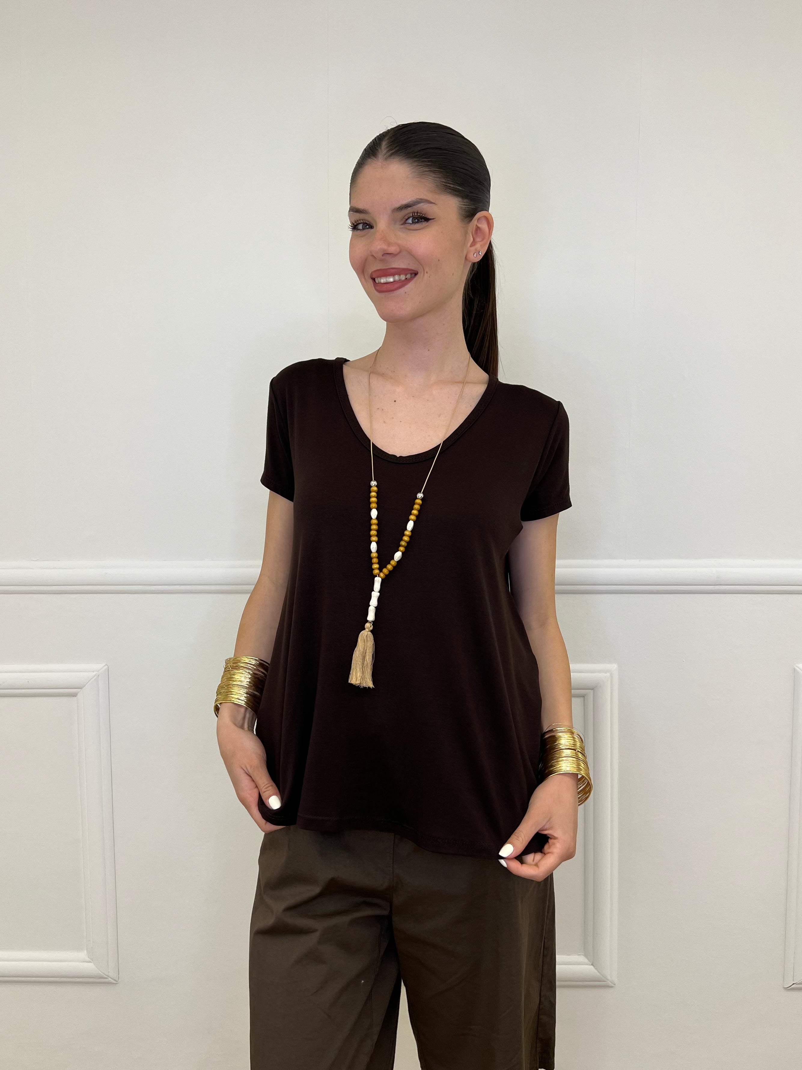 Maglia Over Viscosa 22225 Marrone