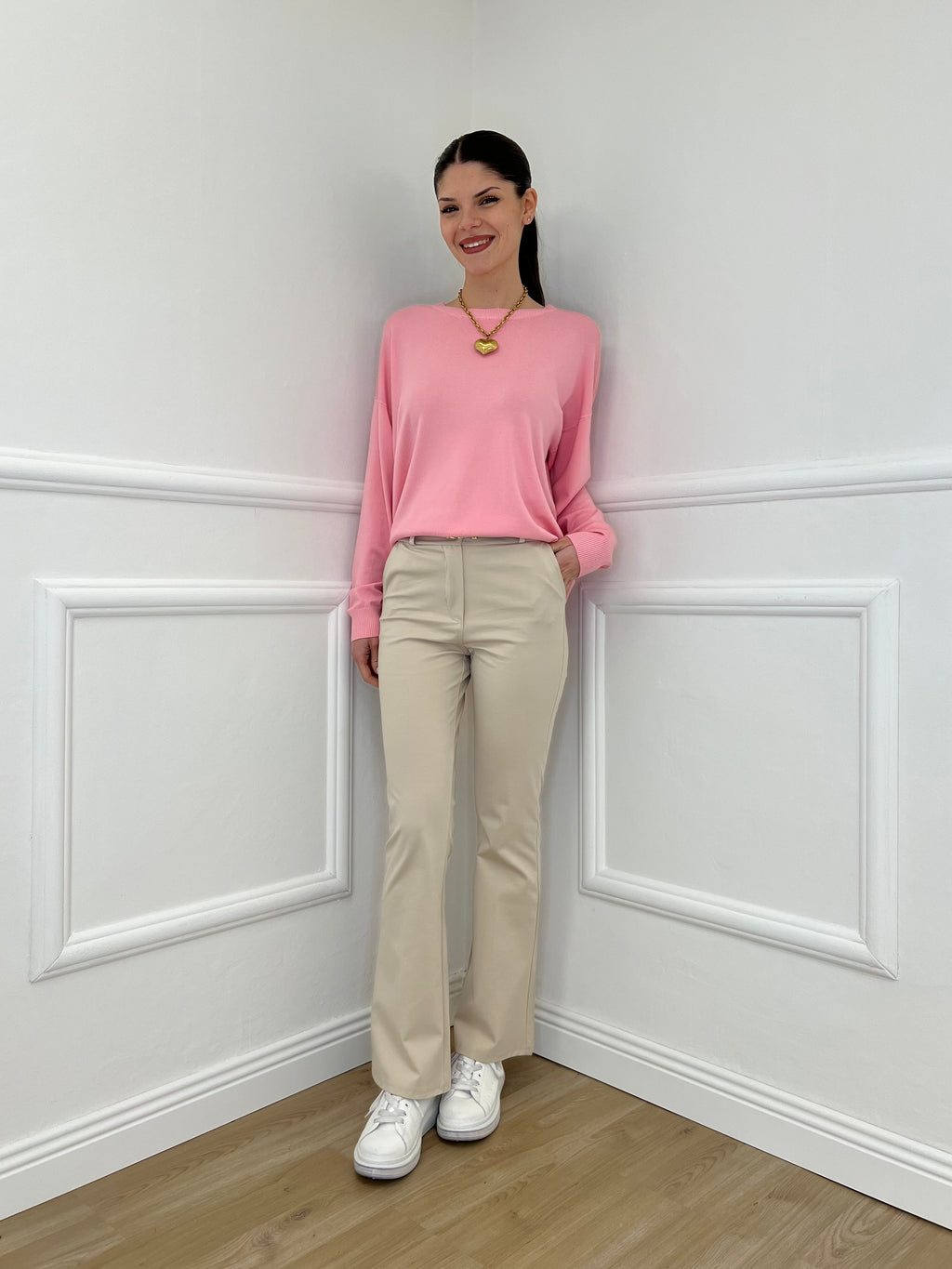 Pantalone Flare Cintura 26513 Beige