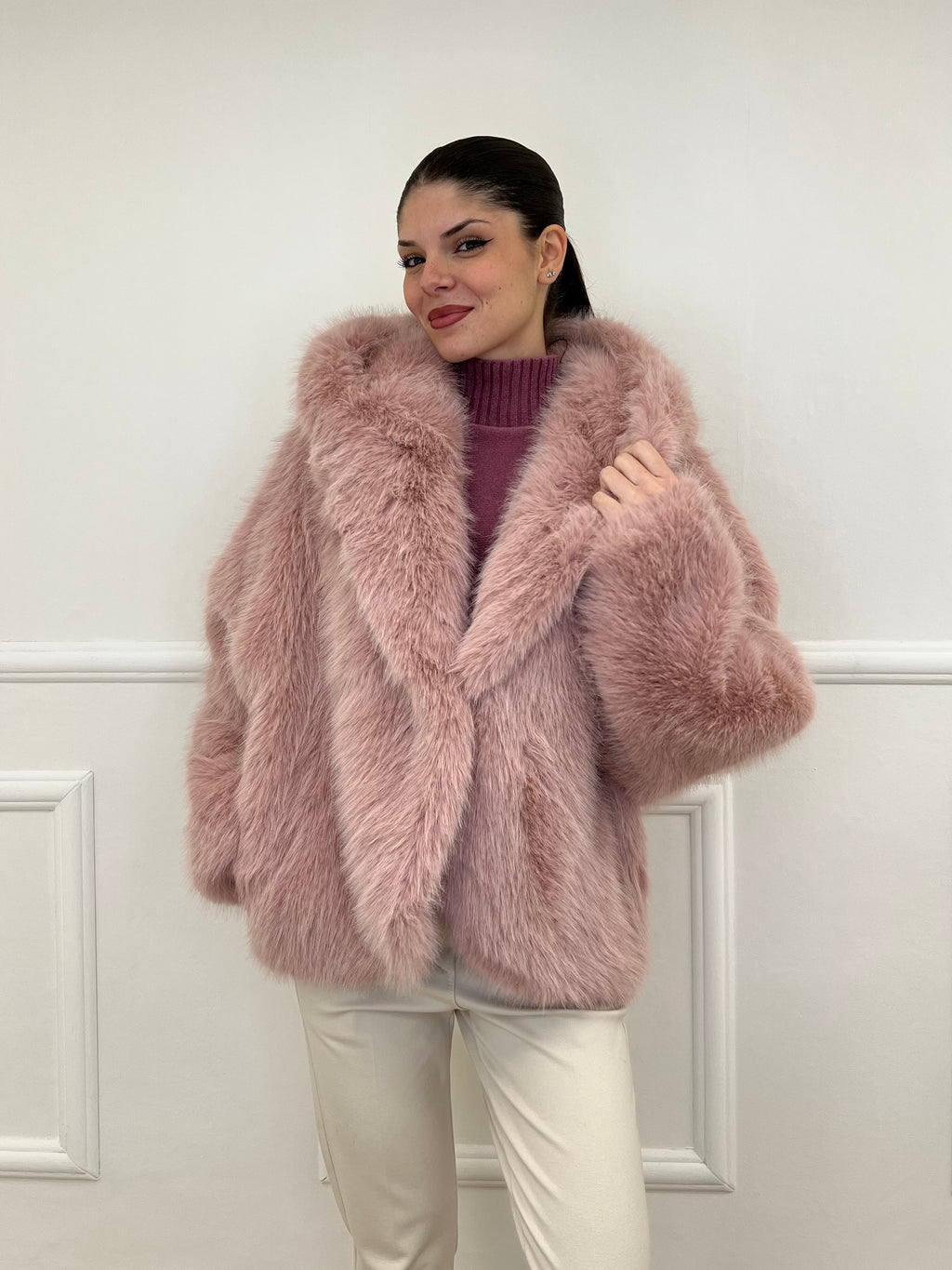 Pelliccia Cappuccio 9422 Rosa