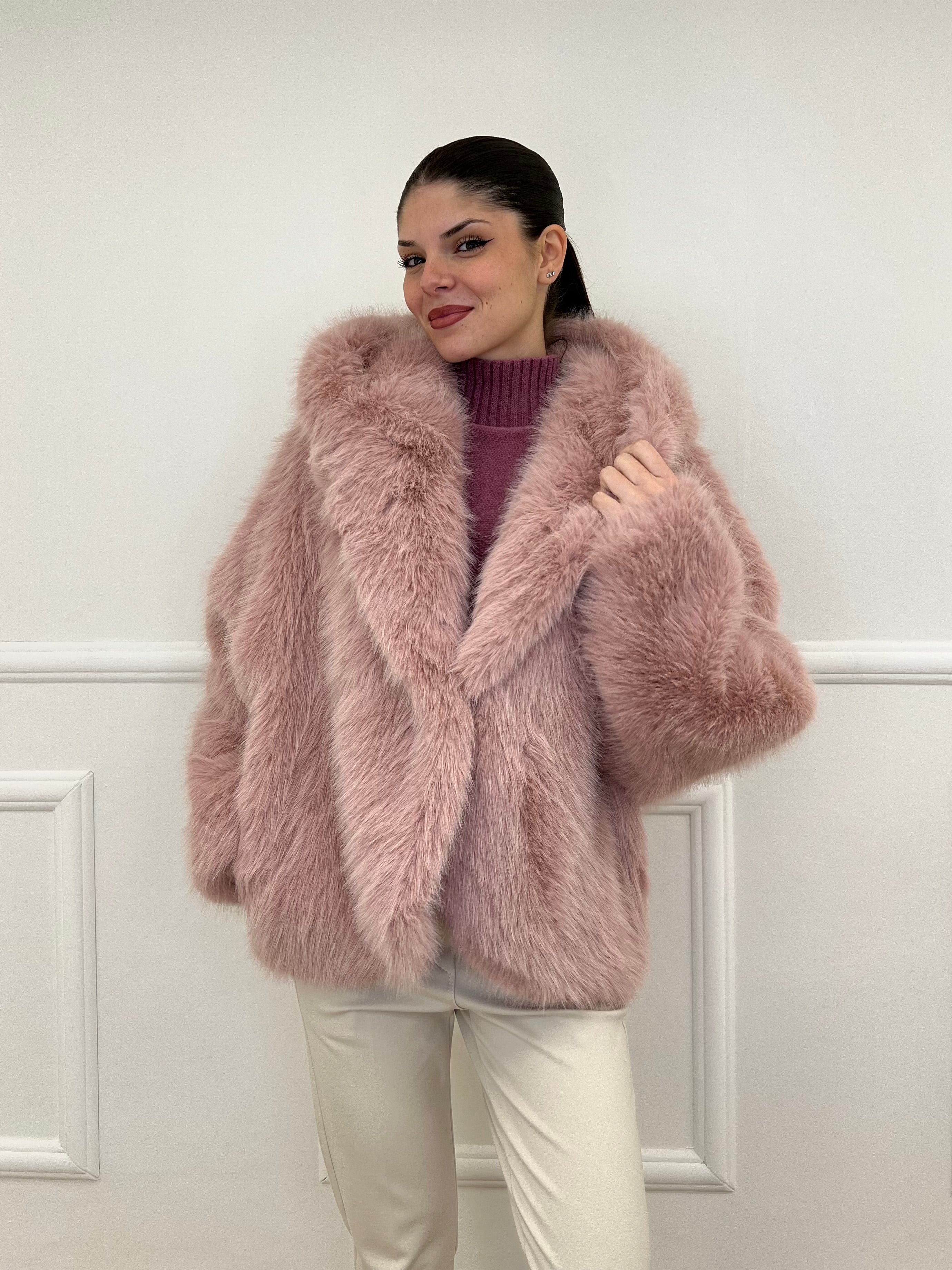 Pelliccia Cappuccio 9422 Rosa