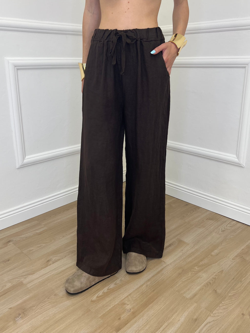 Pantalone Lino Coulisse 23216 Moro