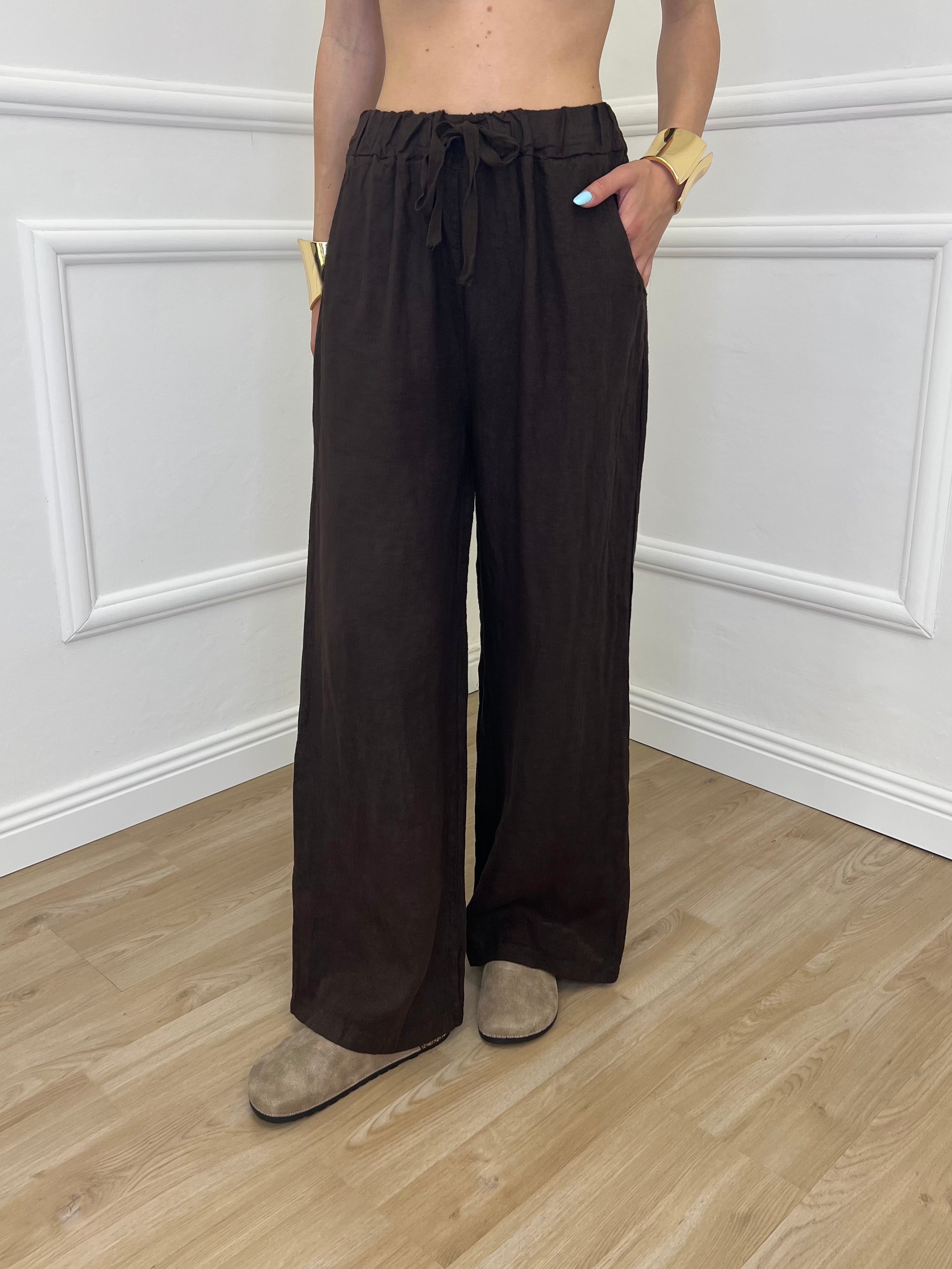 Pantalone Lino Coulisse 23216 Moro