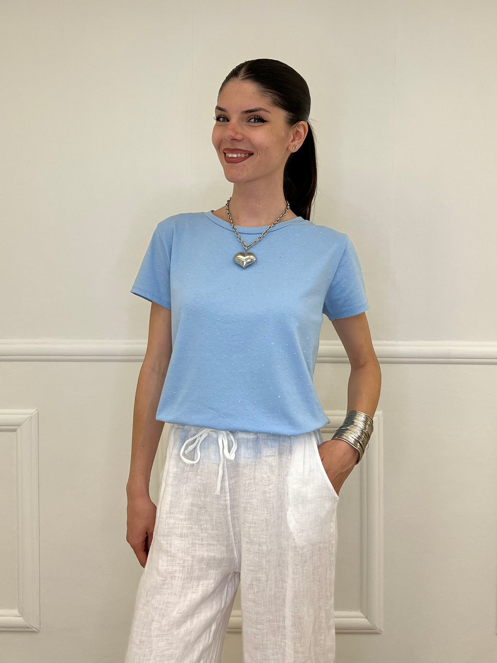 T-shirt Strass 8142 Azzurro