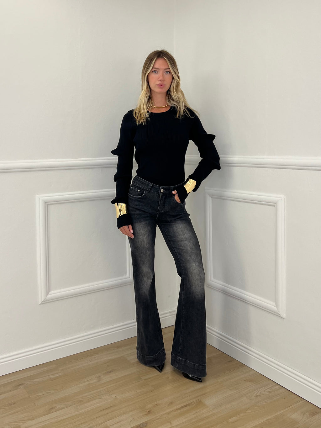 Jeans Flare Push Up H3851-11A Antracite