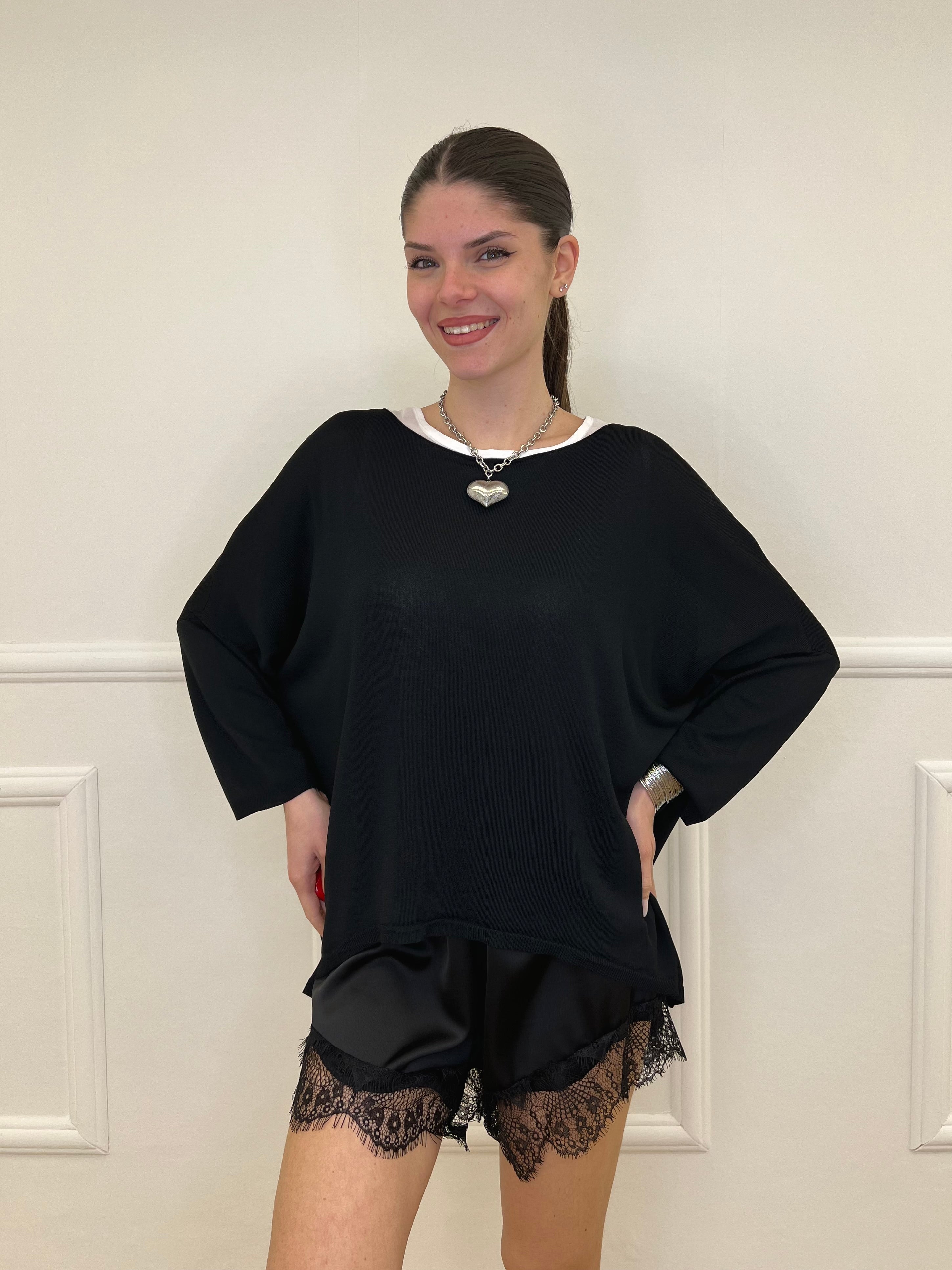 Twin Set Maxi Maglia e Canotta 53716 Nero