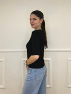 Maglia Trecce Barchetta 6524 Nero