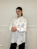 Camicia Cuori Tinta Unita HQ045 Bianco e Blu