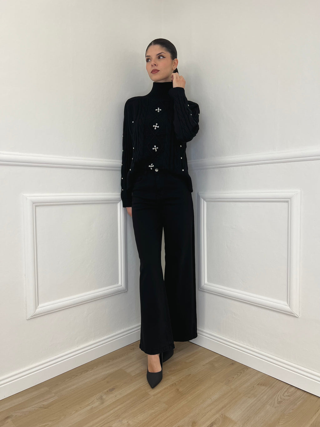 Jeans Palazzo T1001-1 Nero