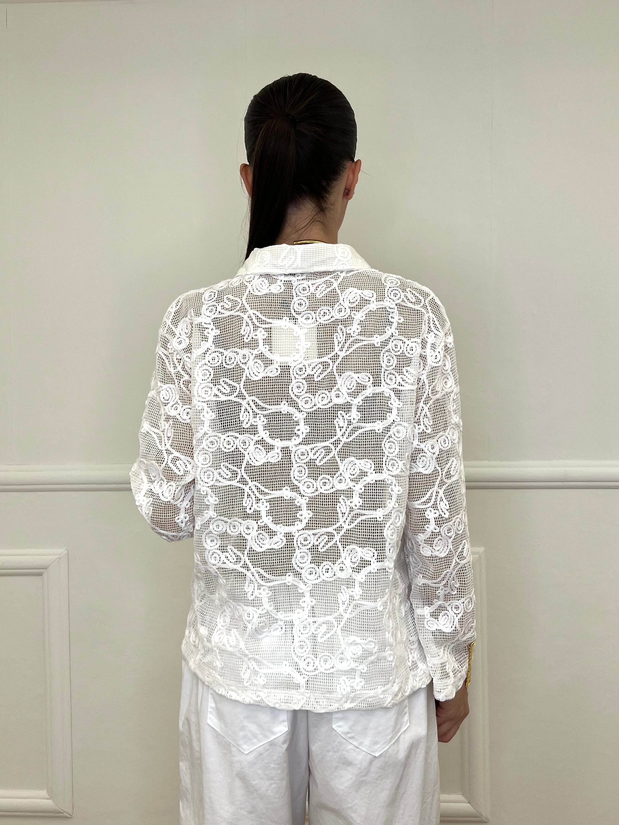 Camicia Traforata Ricami 38069 Bianco