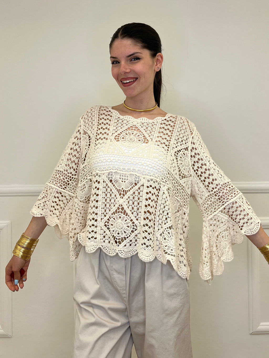 Maglia Scatoletta Macramè 48001 Ecru