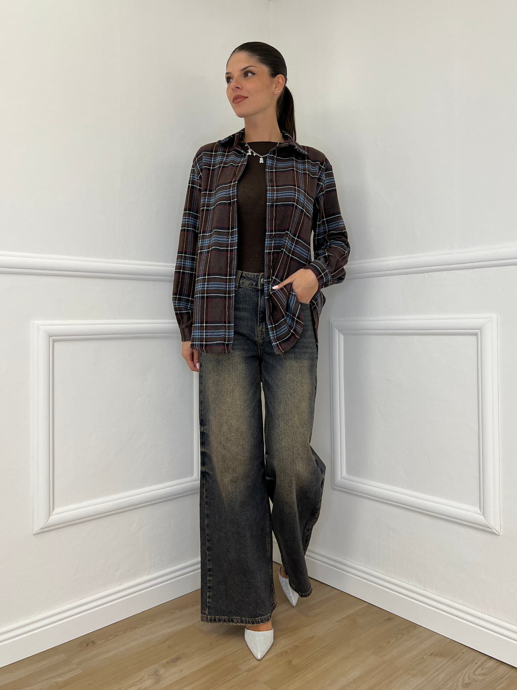 Camicia Madras A35 Marrone