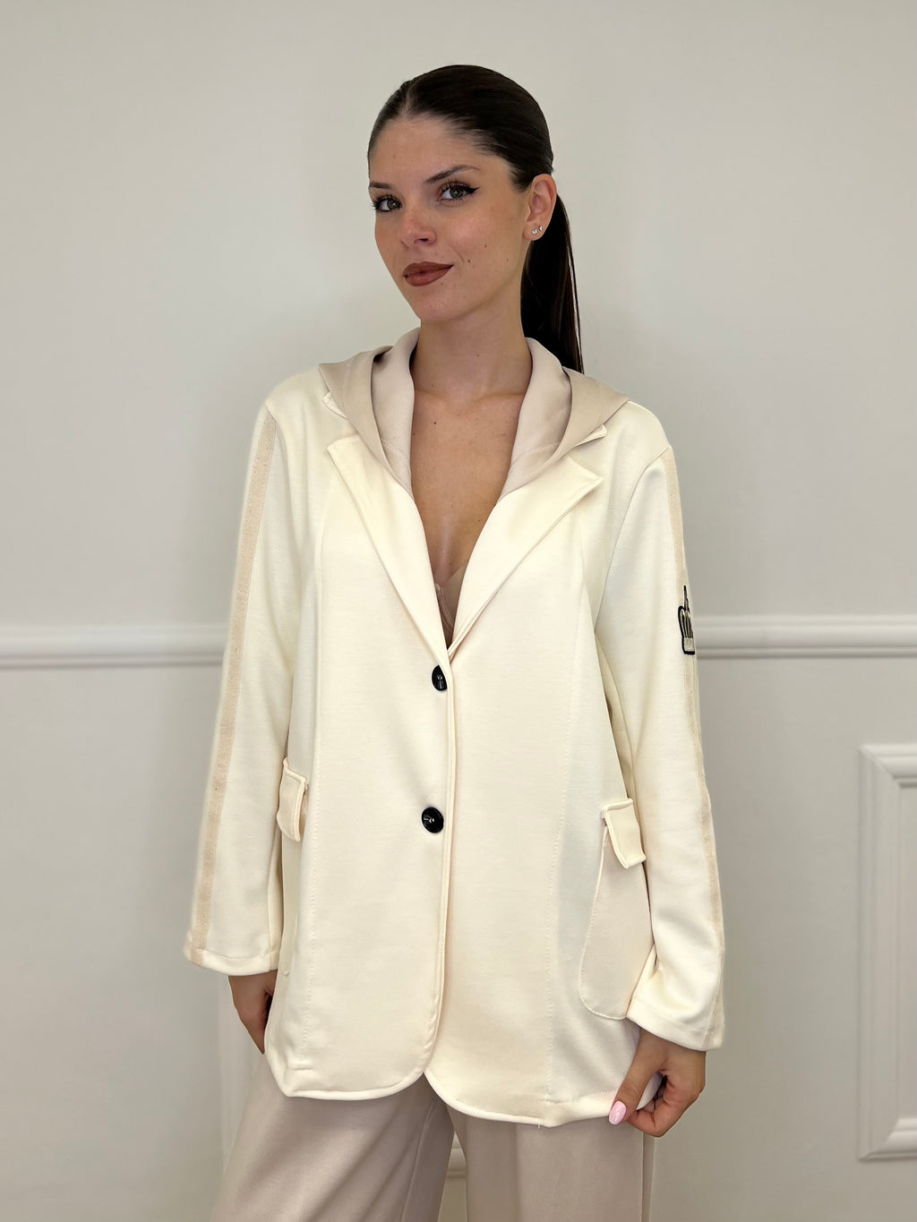 Giacca Cappuccio 27599 Panna - Bazar Abbigliamento