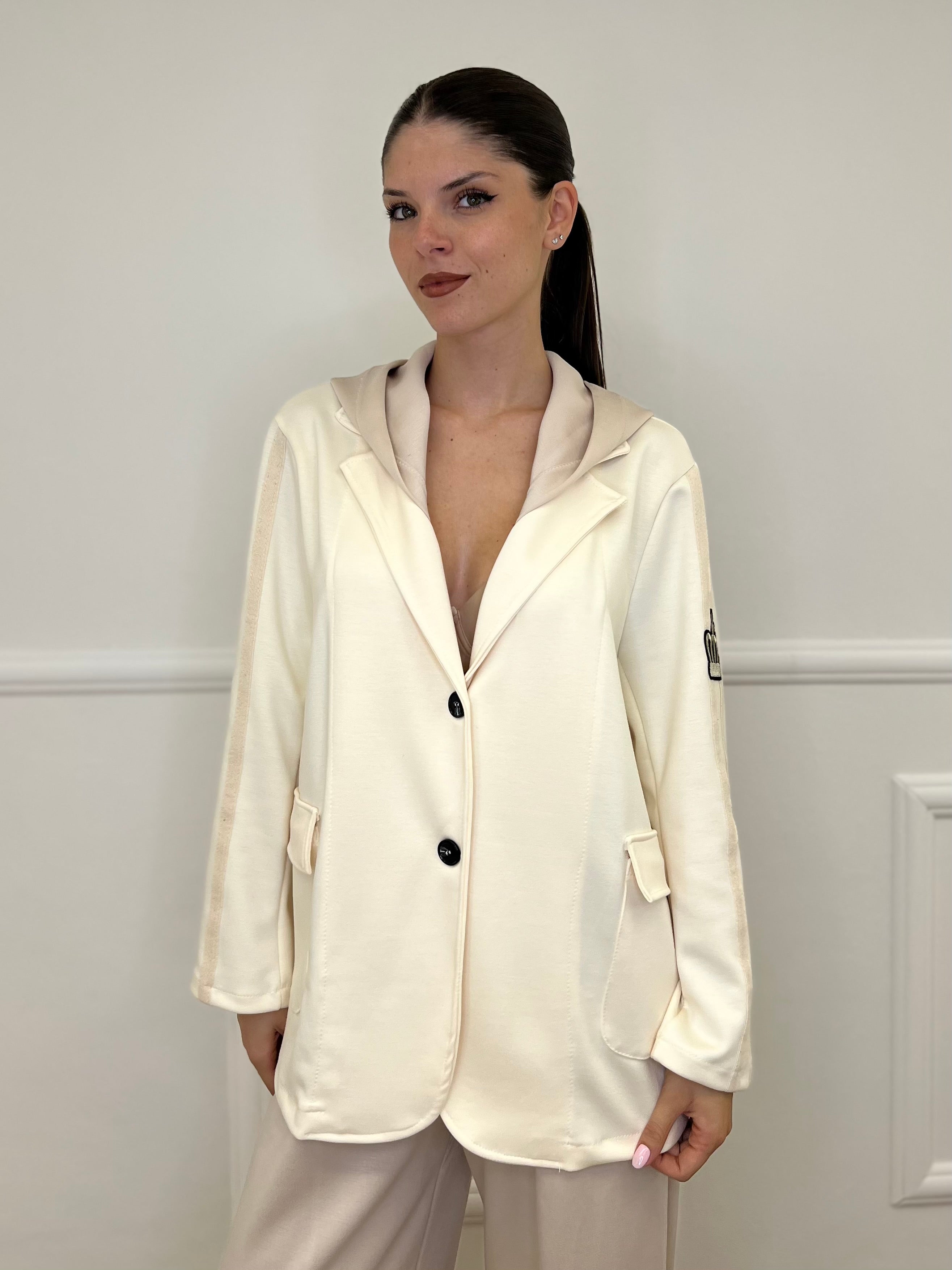 Giacca Cappuccio 27599 Panna - Bazar Abbigliamento
