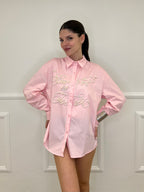 Maxi Camicia con Perle K880 Rosa