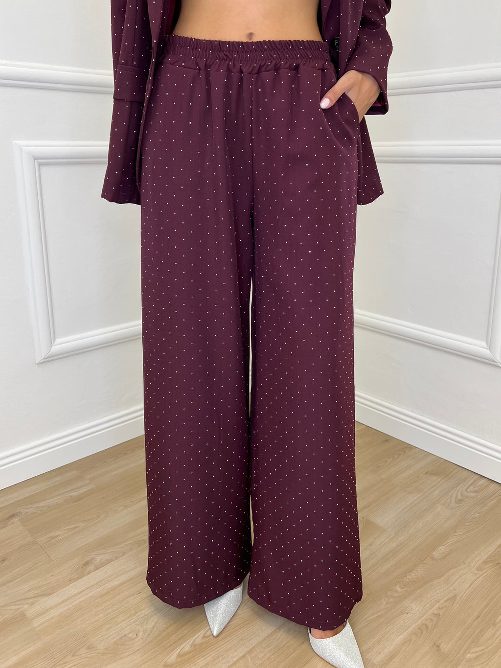 Tailleur Micro Borchie L5181 Bordeaux - Bazar Abbigliamento