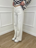 Jeans Straight Tasche Frontali 2207 Ecru