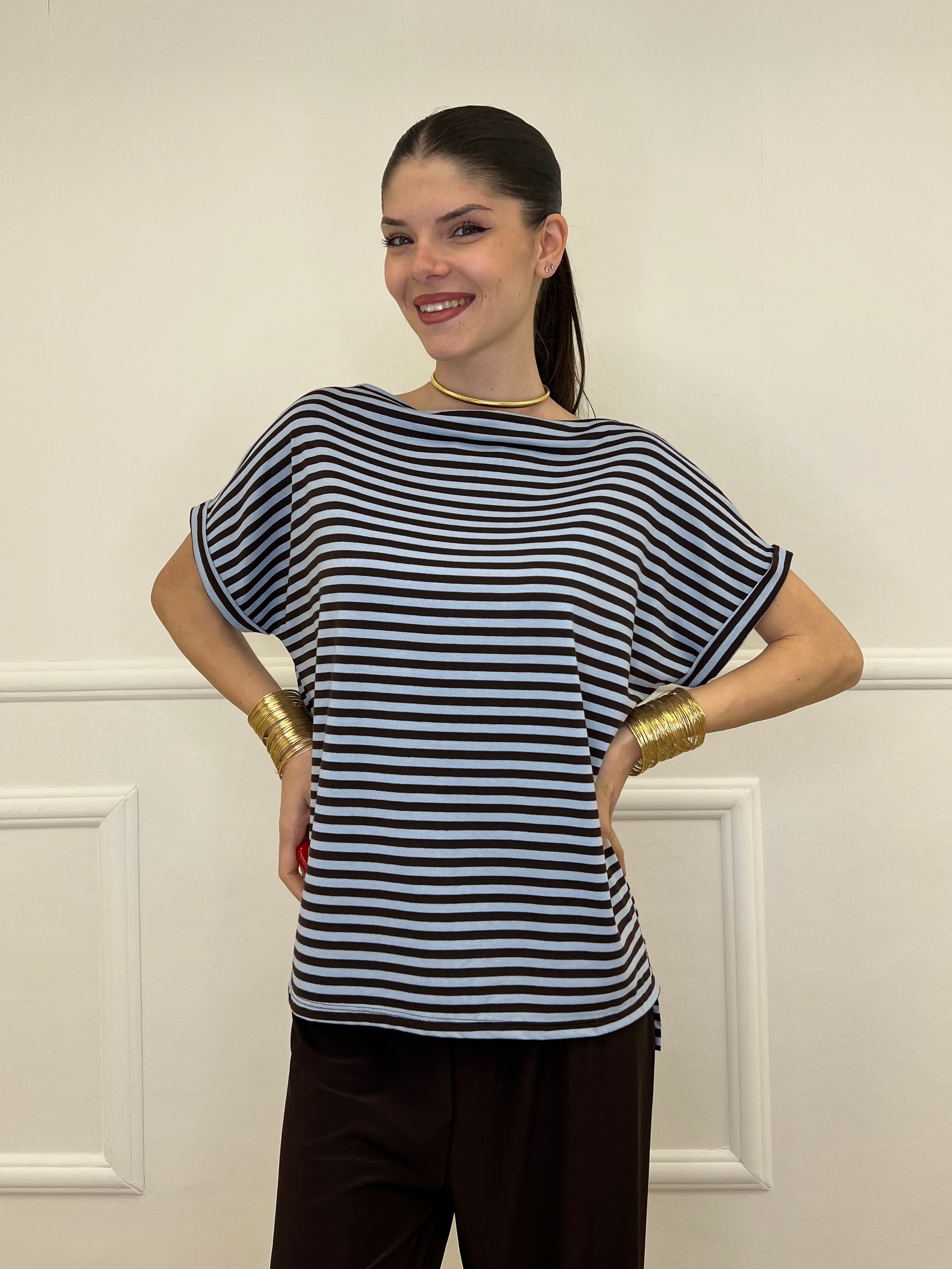 Maglia Barchetta Righe 2628 Azzurro e Moro