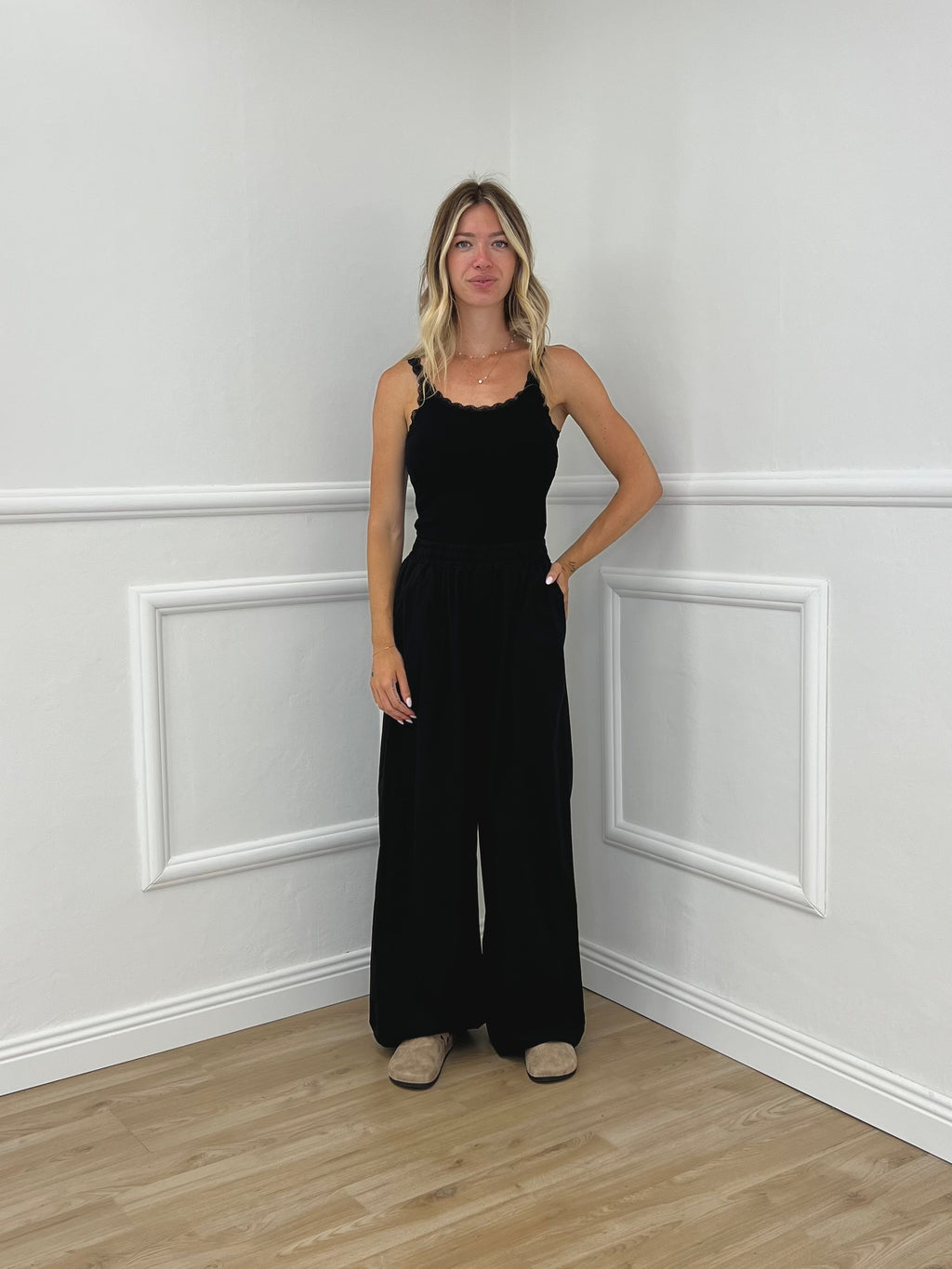 Pantalone a Palazzo Cotone 826121 Nero
