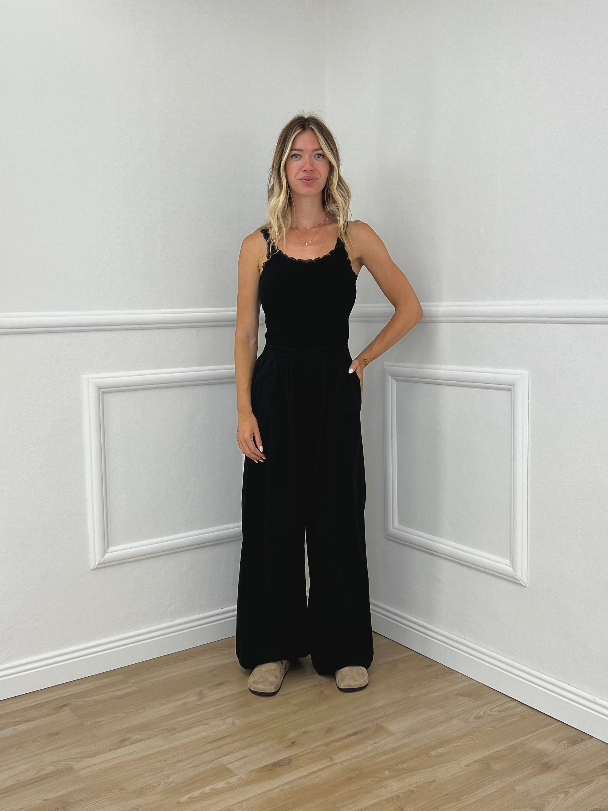 Pantalone a Palazzo Cotone 826121 Nero