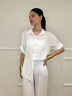 Camicia Maniche 3/4 in Lino 89517 Bianco