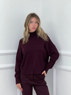 Maglia Vulcano Over Paillettes 7366 Burgundy