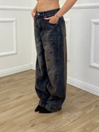 Jeans Barrel Floccato Stelle 9185 Blu