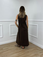 Abito Sfondo Piega 83381 Marrone