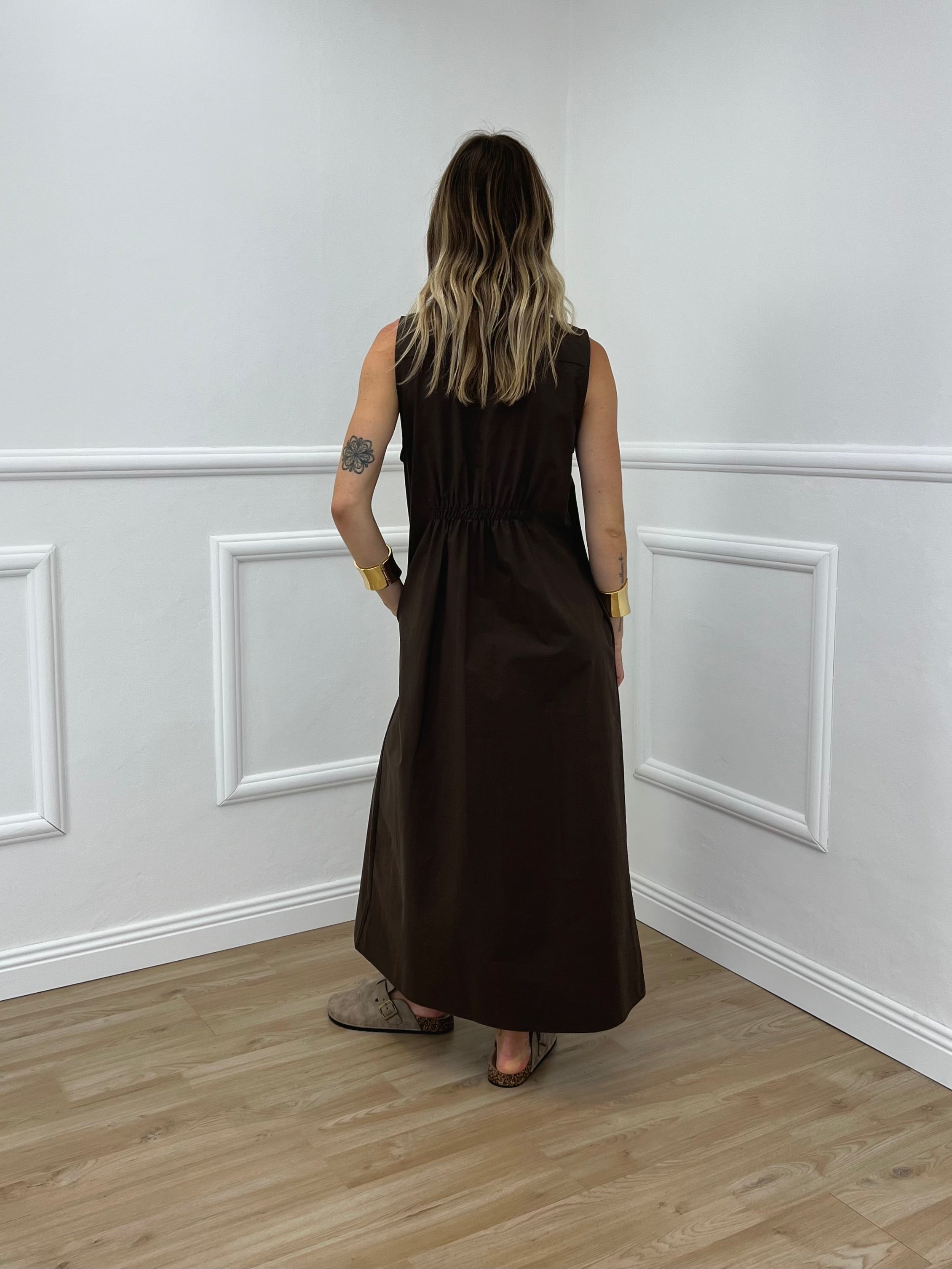 Abito Sfondo Piega 83381 Marrone