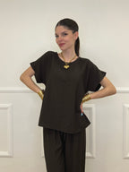 Completo Froissé In Viscosa 8262 Marrone