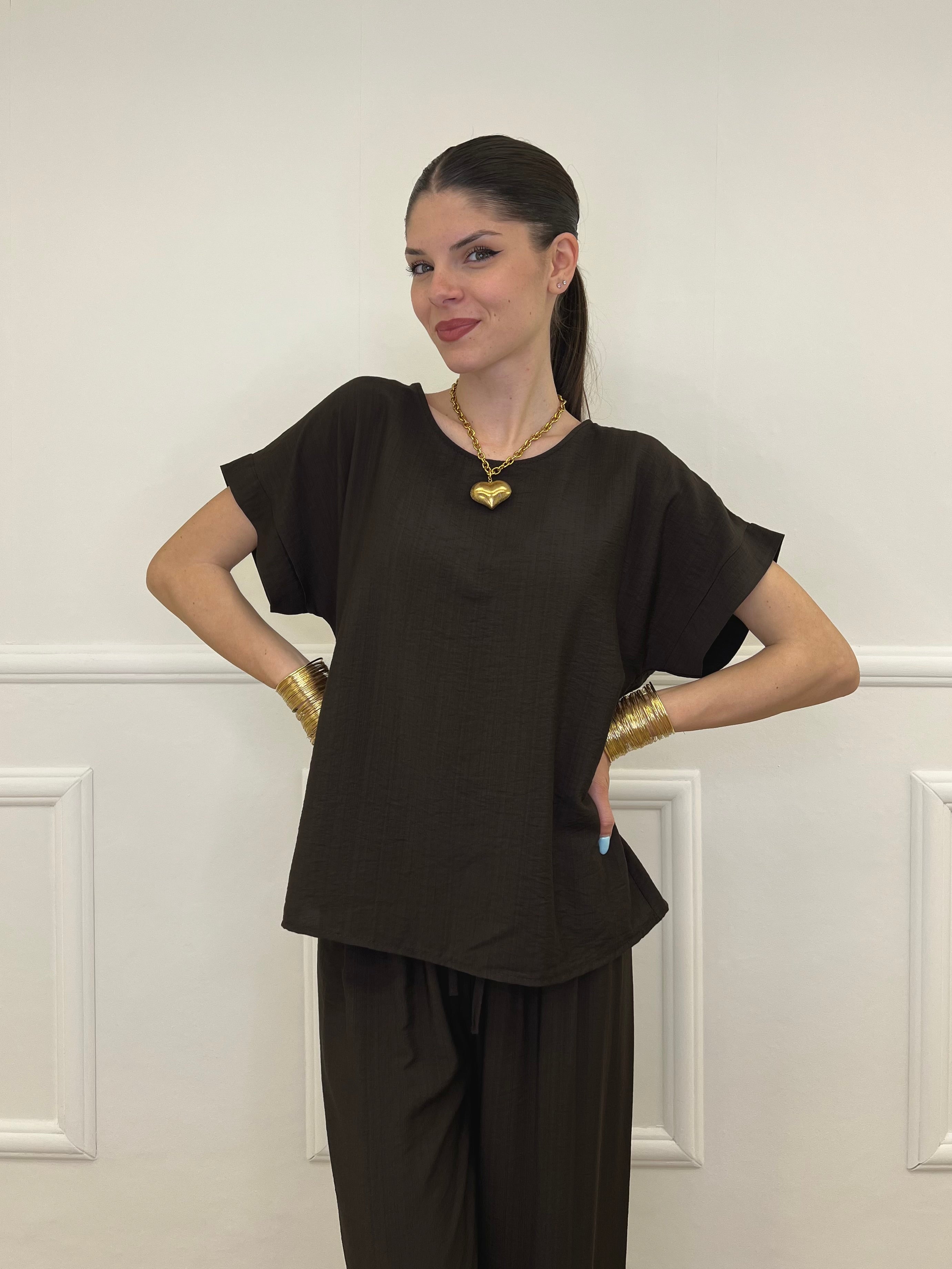 Completo Froissé In Viscosa 8262 Marrone