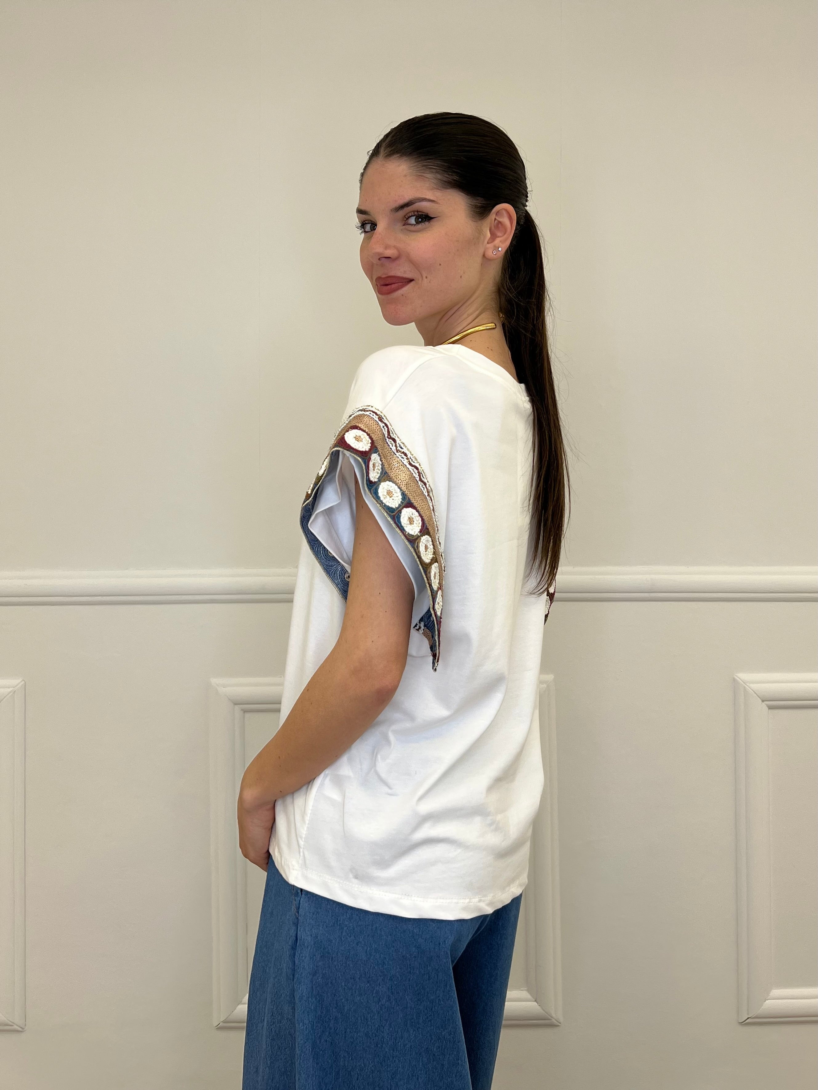 T-shirt Con Passamaneria 3386-1 Bronzo