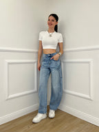 T-shirt Crop Lumina LC240001 Bianco