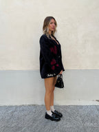 Blazer Corduroy con Ricami A8037 Nero
