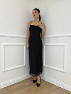 Abito Satin con Pizzo 16619 Nero